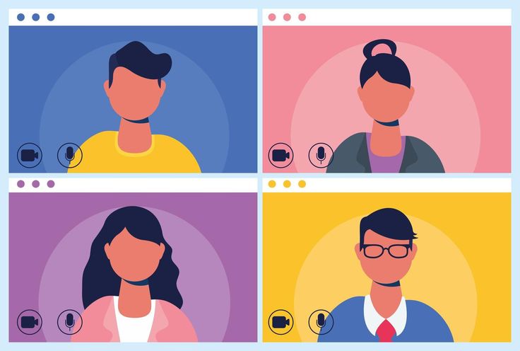 Illustration of people on a video call